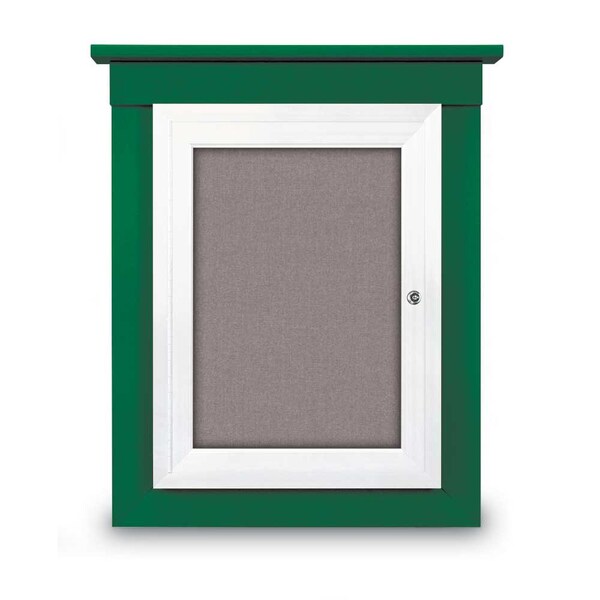 72"x36" 3-Door Enclosed Letterboard, Header, Black Felt/Cherry